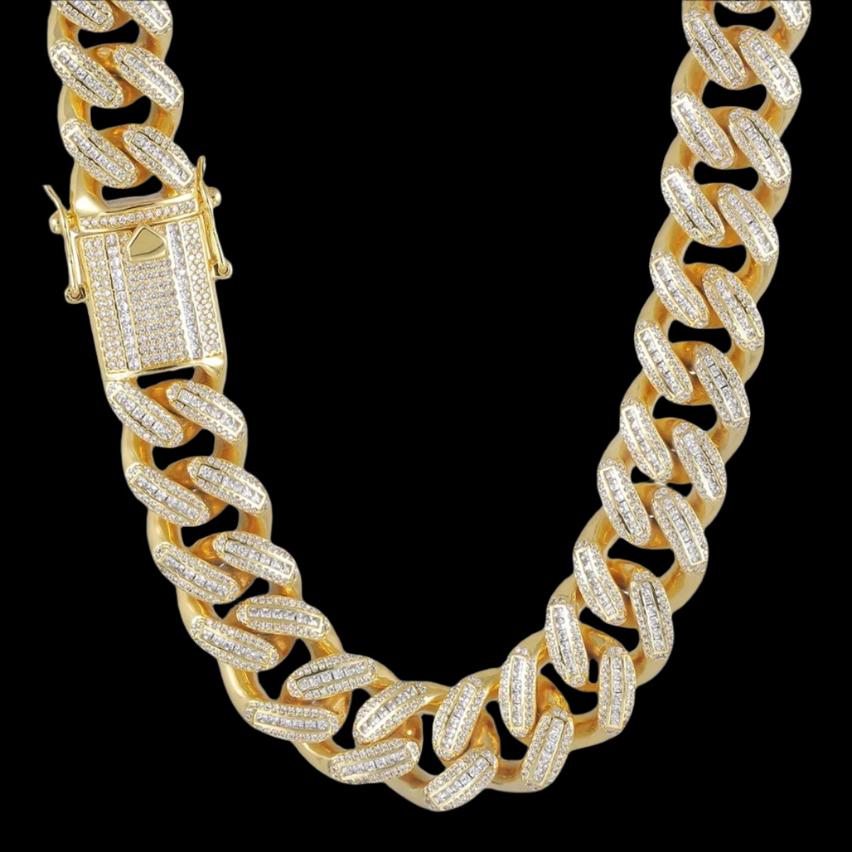 Copper Plated 18K Gold Full Diamond Cuban Necklace