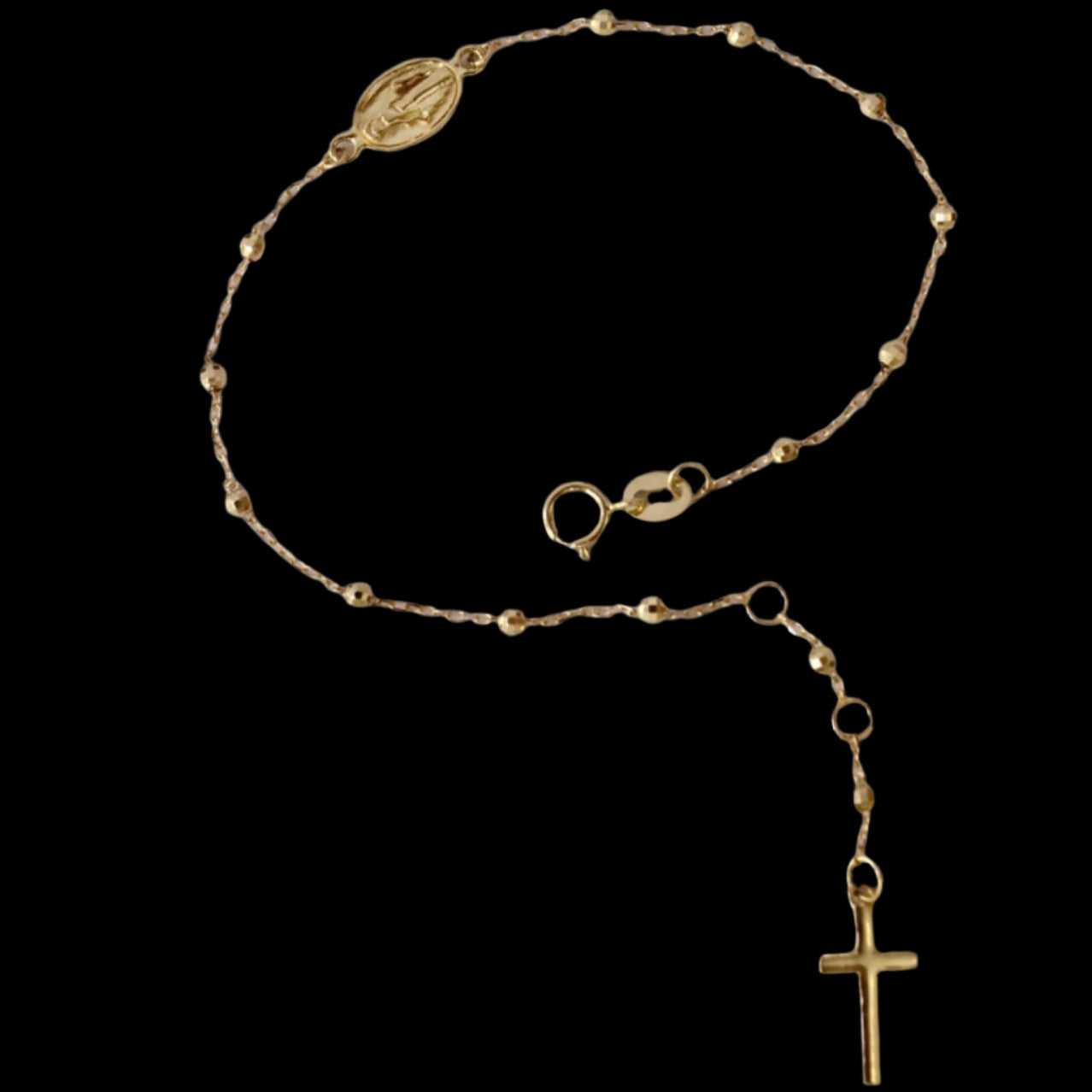 Vintage Cross 18K Gold Necklace Bracelet