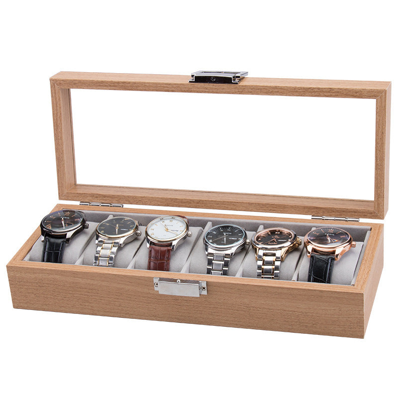 Spot Wholesale Rosewood Pattern Wood 6-digit Watch Storage Display Box 6-piece Watch Packaging Box Wood