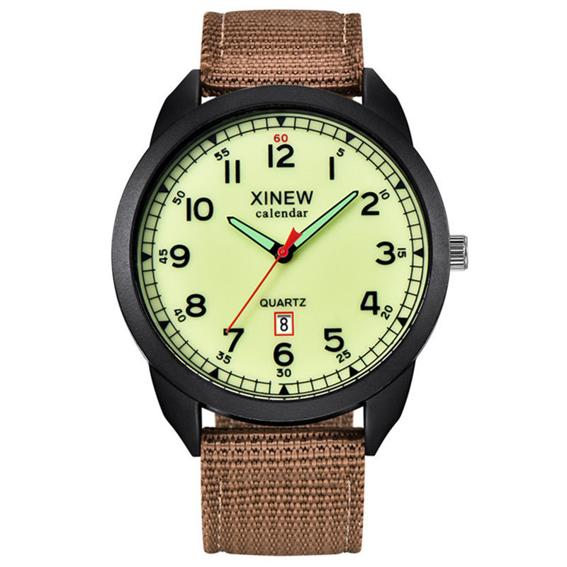 Watch Men's Nylon Watchband Calendar Quartz Watch