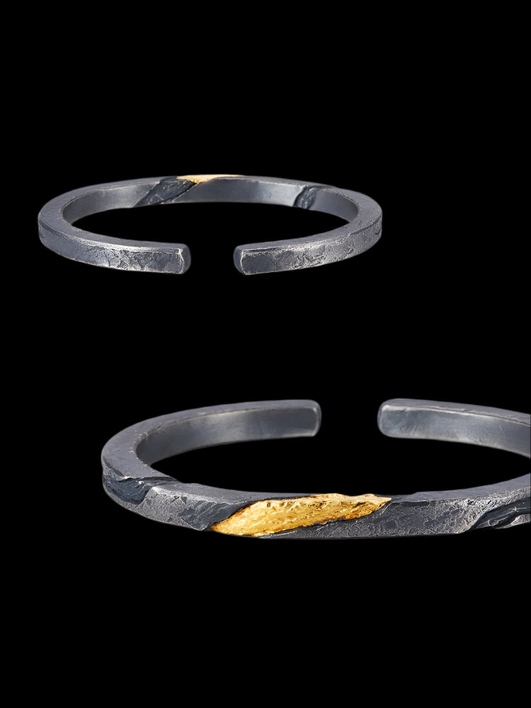 Bracelet Men's Pure Silver Personalized Retro Set In 24K Gold